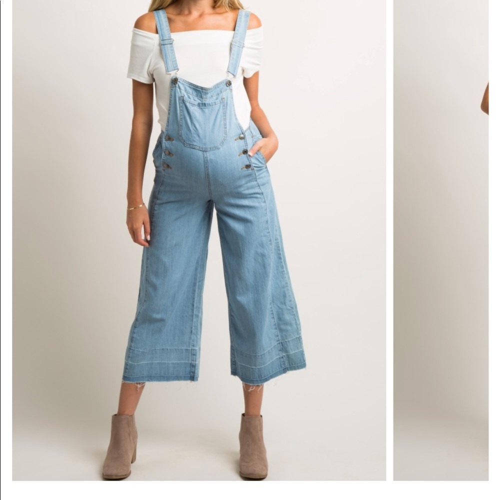 PinkBlush Chambray maternity overalls